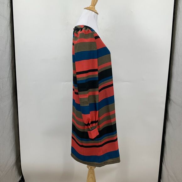 Tinley Road Stripe Shift Dress Womens S Small Puff Sleeves Keyhole Back Scoop - Picture 4 of 16